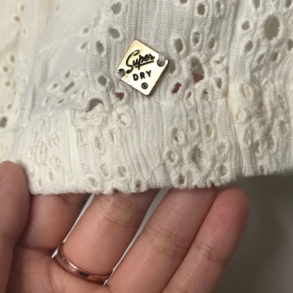 NWT Superdry White Amiee Bardot Eyelet Crop Top - Picture 7 of 8